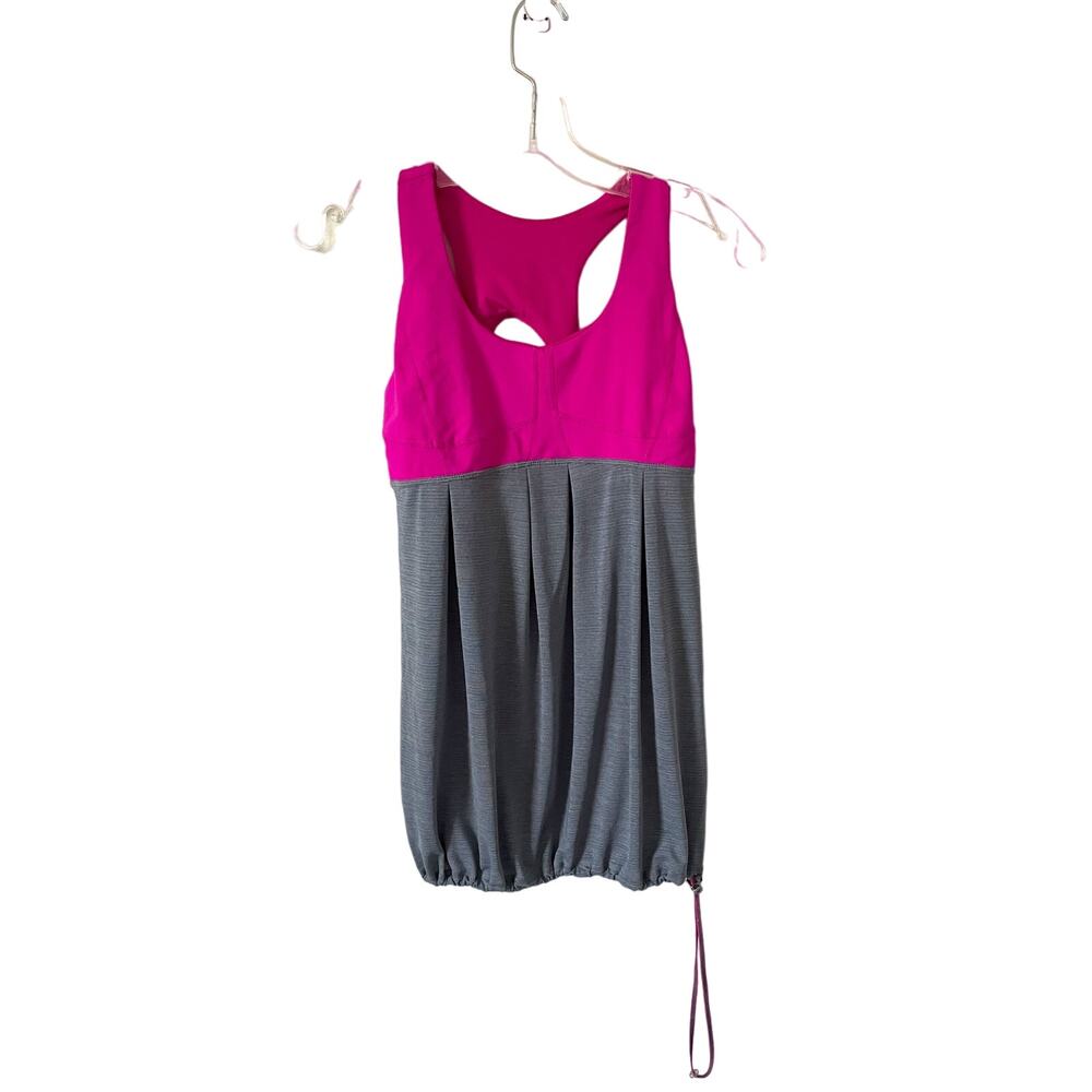 Lululemon Padded Elastic Waist Loose Tank Top Pink Gray Size 4